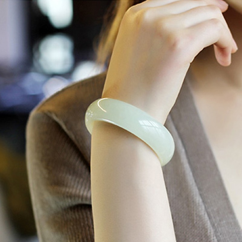 玉有情 玉手镯女羊脂白阿富汗玉镯子送妈妈老婆女友手镯子生日礼物 60-61适合110-120斤 308元