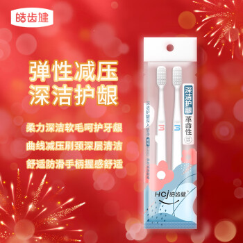 Hosjam 皓齿健 成人舒适软胶深洁护龈软毛牙刷（双支装）柔丝尖毛细毛 清洁护龈