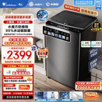 小天鹅 波轮洗衣机全自动TB100V83PLUS水动银99%除菌 直驱变频 炫彩大屏 10公斤