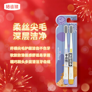 Hosjam 皓齿健 成人深层洁净宽头软毛牙刷（双支装）柔丝尖毛细毛  深层清洁护龈