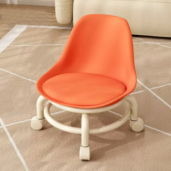 HK STAR 华恺之星 凳子家用矮凳美缝吧台凳带娃神器圆凳带轮小凳子BY617橘色