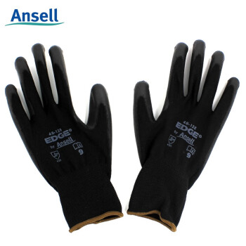 ANSELL 安思尔 劳保手套 耐磨工作防滑透气PU涂层浸掌涤纶抗撕裂 48-126 1付 8码