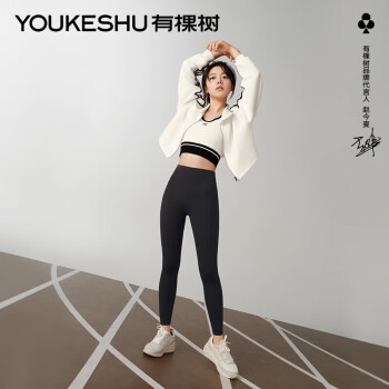 YOUKESHU 有棵树 赵今麦同款女士打底裤鲨鱼裤秋高腰塑身美体外穿瑜伽裸感收腹黑L