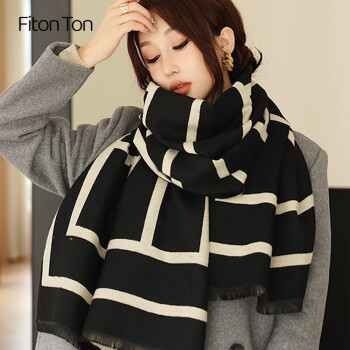 Fiton Ton FitonTon女士围巾冬季双面大披肩防寒加厚保暖妈妈围脖圣诞生日礼物礼盒