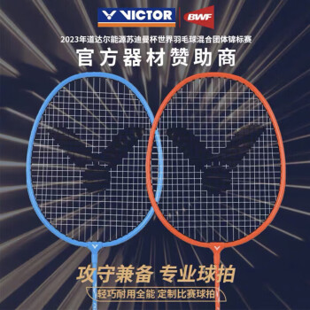 VICTOR 威克多 羽毛球拍胜利对拍进攻性TK-POWER1000/MO双拍附拍套三球