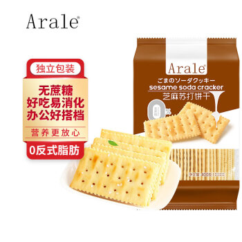移动端、京东百亿补贴：阿拉蕾 Arale 芝麻苏打饼无蔗糖0反式脂肪孕妇代餐早餐办公下午茶休闲零食400g