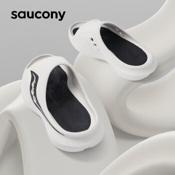 saucony 索康尼 摇篮男女时尚一脚蹬拖鞋缓震舒适休闲鞋CRADLE白黑46