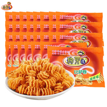 狗牙儿 比萨卷锅巴 披萨卷 怀旧休闲零食 网红八爪烧 烧烤味量贩装20gx30