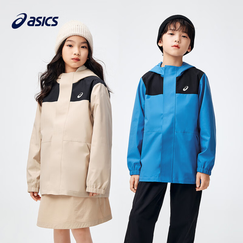 PLUS会员：ASICS 亚瑟士 儿童冲锋衣 207卡其色 140cm 176.71元包邮（需用券）