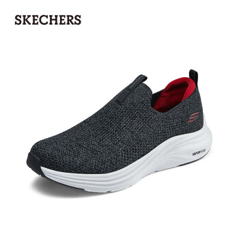 SKECHERS 斯凯奇 男士舒适一脚蹬休闲鞋232630 黑色/红色/BKRD 39