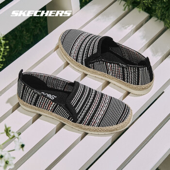 SKECHERS 斯凯奇 女士一脚蹬渔夫鞋113982 黑色/多彩色/BKMT 38.5