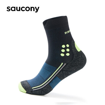 saucony 索康尼 专业跑步中袜毛圈袜耐磨透气防滑袜子正黑色L
