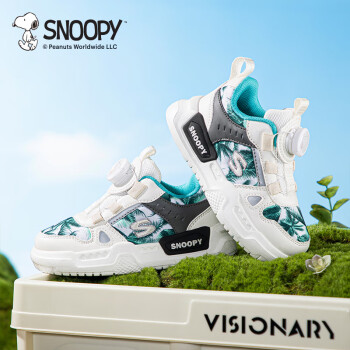 SNOOPY 史努比 童鞋儿童运动鞋男女童低帮板鞋轻便旋钮扣潮鞋3802花色蓝34 34码适合脚长20.5-21.0cm