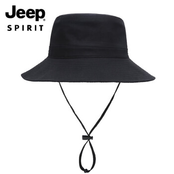 Jeep 吉普 帽子男四季遮阳帽男女士时尚潮流渔夫帽休闲户外大帽檐太阳帽A0389 黑色