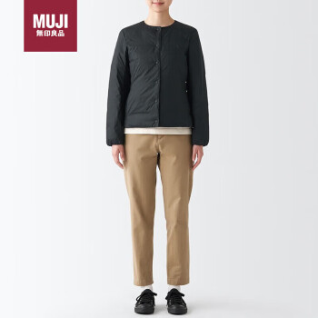 MUJI 無印良品 无印良品（MUJI）女式 便携式 无领羽绒夹克 保暖贴身 短款 黑色