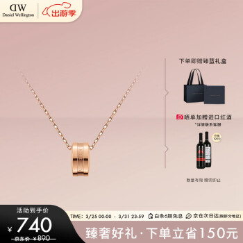 Daniel Wellington ELAN系列 DW00400158 女士简约圆环外形项链 玫瑰金色 45cm