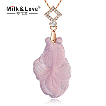 Milk&Love 妙惟爱 MILKLOVE 项链女天然玛瑙粉玉髓项链附证书 轻奢时尚水晶玛瑙吊坠配锁骨项链本名佛挂坠 生日礼物 粉玉髓吊坠—金鱼款