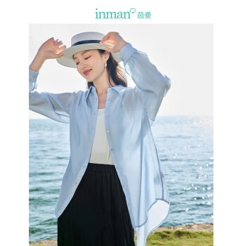 INMAN 茵曼 莱赛尔天丝衬衫女夏轻薄透气 -浅蓝色 S