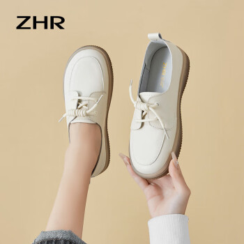 ZHR 小白鞋女平底休闲一脚蹬鞋子女简约经典通勤风女鞋 BT33 米色 38