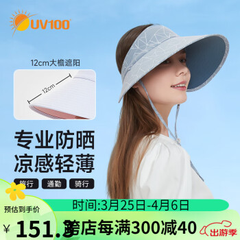 UV100 防晒帽男女夏季防紫外线太阳帽骑行大帽檐空顶遮阳帽23513几何