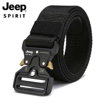 JEEP SPIRIT 吉普磁力扣机能腰带男士皮带休闲户外帆布裤带织尼龙帆布皮带 402黑色