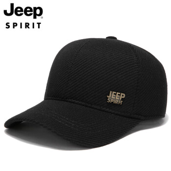 Jeep 吉普 帽子男士棒球帽秋冬加绒加厚鸭舌帽防风护耳保暖帽子时尚潮流户外休闲冬
