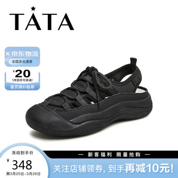 TATA 他她 2023秋时尚休闲运动风厚底沙滩鞋WZE01CH3 黑色 36