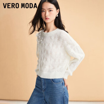 VEROMODA 针织衫女宽松套头圆领落肩袖323313039