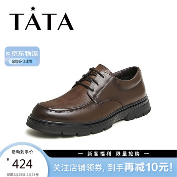 TATA 他她 2023冬商场同款时尚简约休闲皮鞋男73A23DM3 棕/啡 42