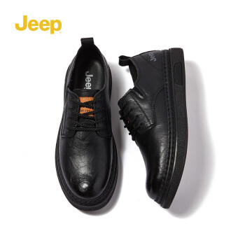 Jeep 吉普 男鞋时尚英伦风正装鞋简约舒适男士皮鞋厚底耐磨休闲商务鞋