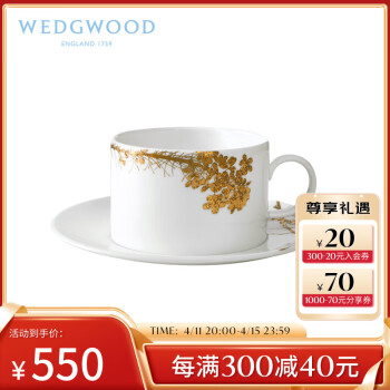 WEDGWOOD 威基伍德 王薇薇Vera Wang 灿金花园 骨瓷 咖啡杯碟 一杯一碟
