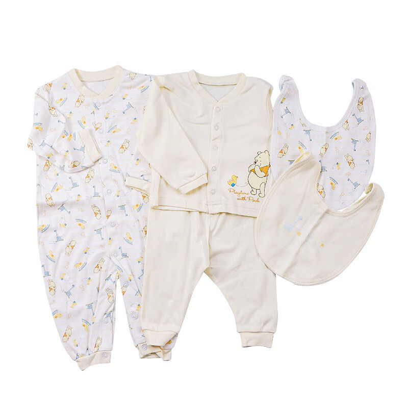 PLUS会员：三枪软棉圆领婴童长袖连身长裤五件组 浅柠檬-98359Y1 60 33.51元