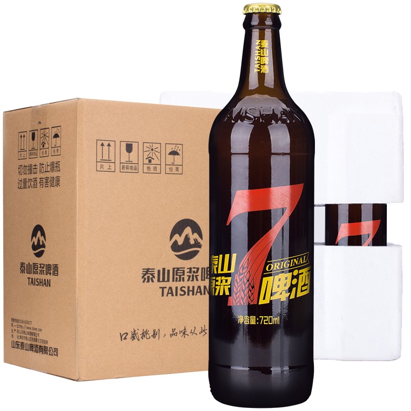 TAISHAN 泰山啤酒 泰山原浆啤酒泰山原浆7天新鲜10°p全麦芽酿造精酿啤酒整（先下单再生产发货） 720mL 6瓶 整箱装 83.33元