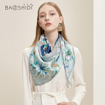 BAOSHIDI 宝石蝶 真丝丝巾桑蚕丝围巾丝绸披肩送女生妈妈生日礼物女礼盒/蓝调物语 券后282.05元