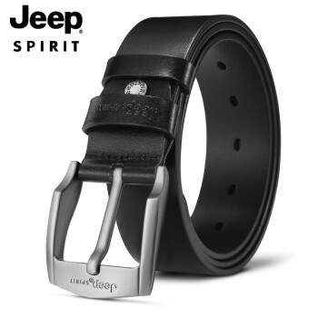 JEEP SPIRIT 吉普皮带男士腰带牛皮商务休闲针扣裤带中青年时尚送男友长辈礼物