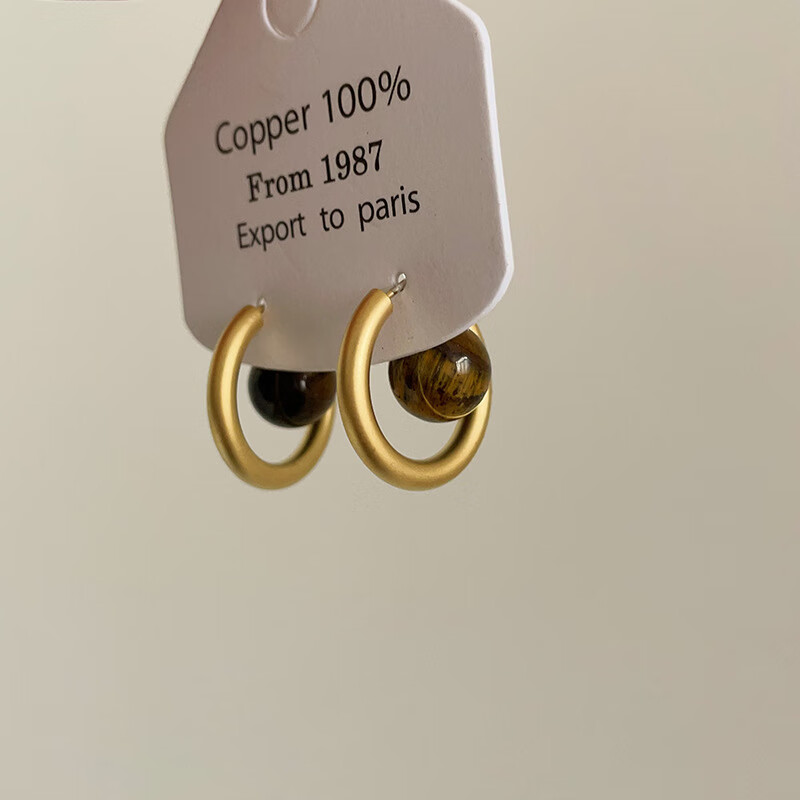 Trendolla 冷淡风小众设计感哑光金属虎眼石耳钉女个性简约气质百搭耳环耳饰 券后22.8元