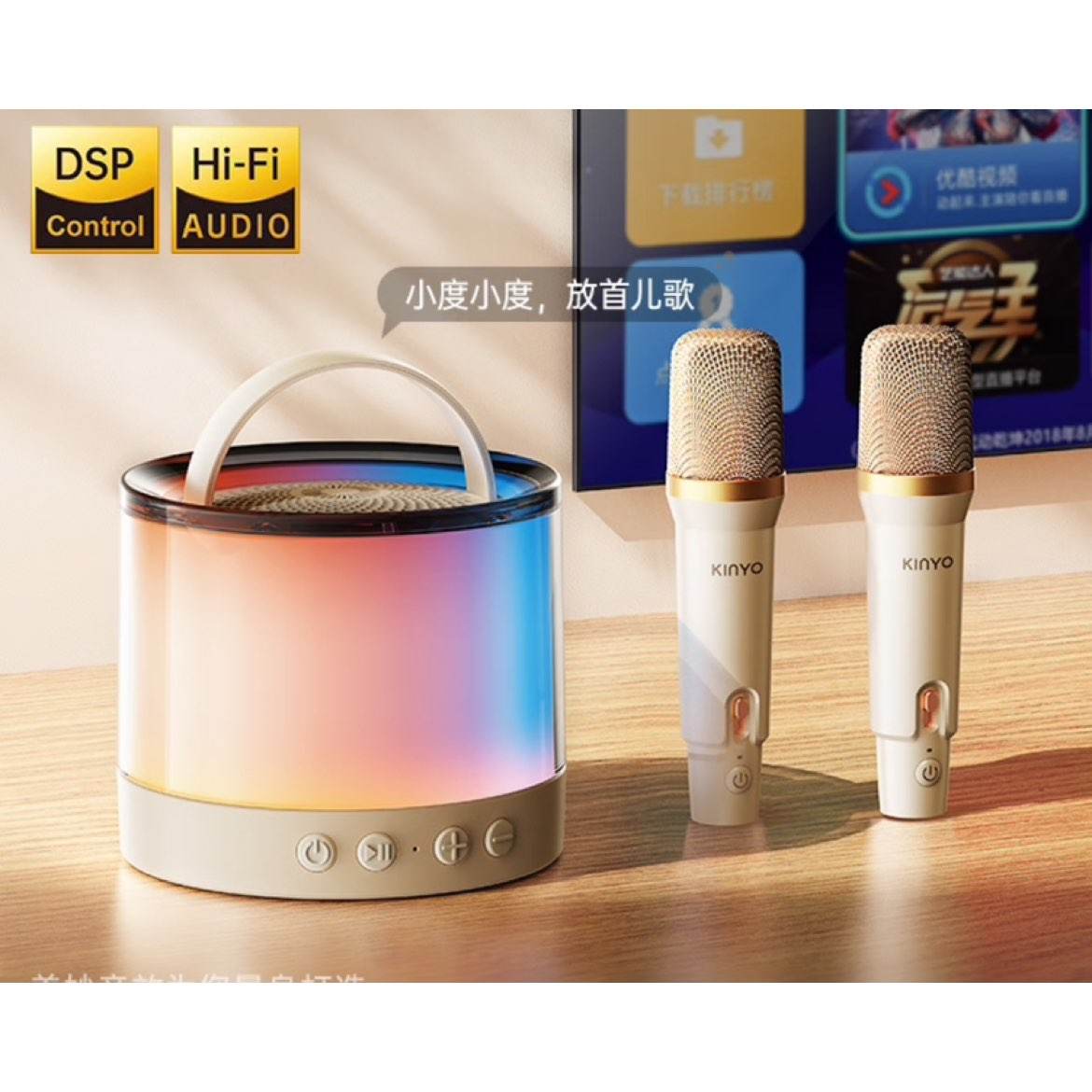 金运 话筒音响一体机麦克风家庭ktv套装 【双麦版】 2024全新升级款丨限量礼盒 58.63元(需领券)
