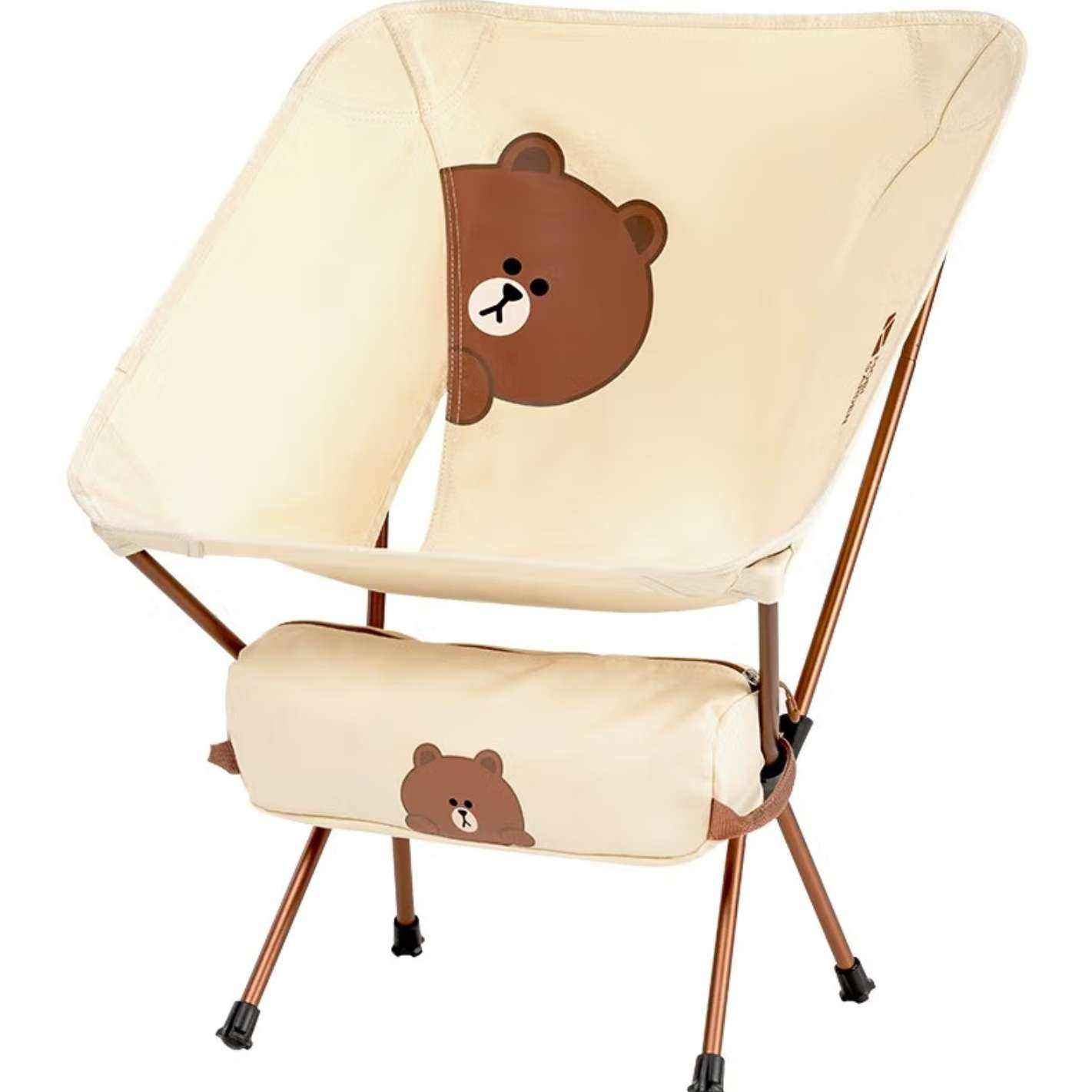 PLUS会员:牧高笛(MOBIGARDEN) Line Friends合作款 户外露营便携钓鱼月牙椅 布朗熊米白 107.81元(需领券)