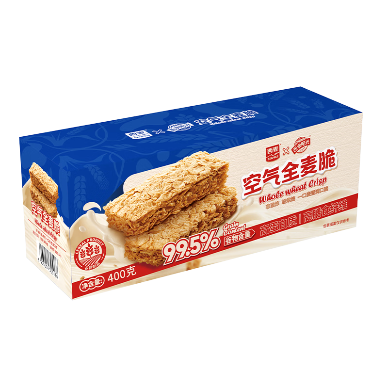 PLUS会员、需首购:西麦 空气全麦脆400g燕麦片*2件 27.26元包邮(需领券,合13.63元/件)