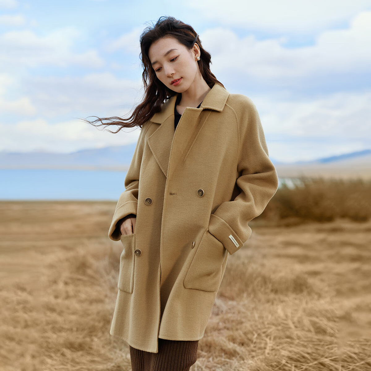 INMAN 茵曼 女士复古羊毛双面呢大衣 10084644800074 券后694.04元