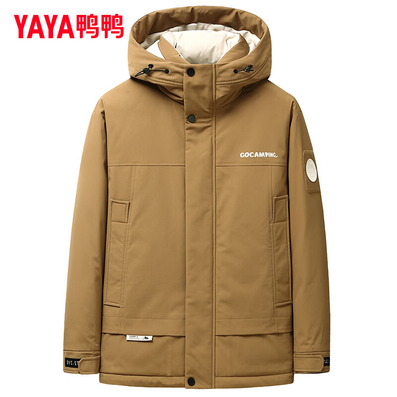 PLUS会员:YAYA 鸭鸭 羽绒服男短款鸭绒连帽冬季韩加厚保暖外套Y 卡其色-YE3B709512D 185.96元包邮(需用券)