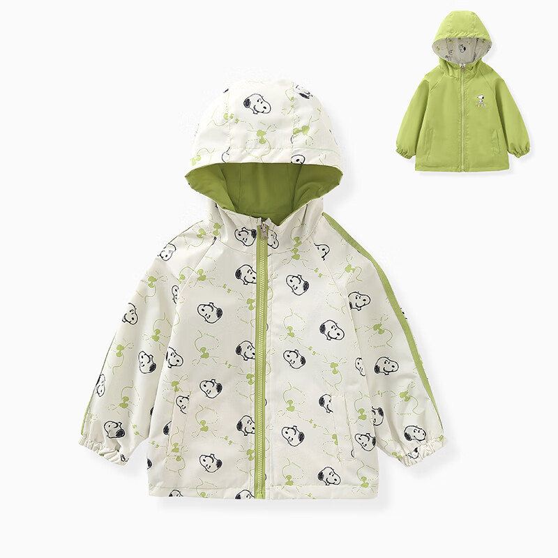 需plus会员:SNOOPY 史努比 儿童两面穿冲锋衣外套 38.6元包邮