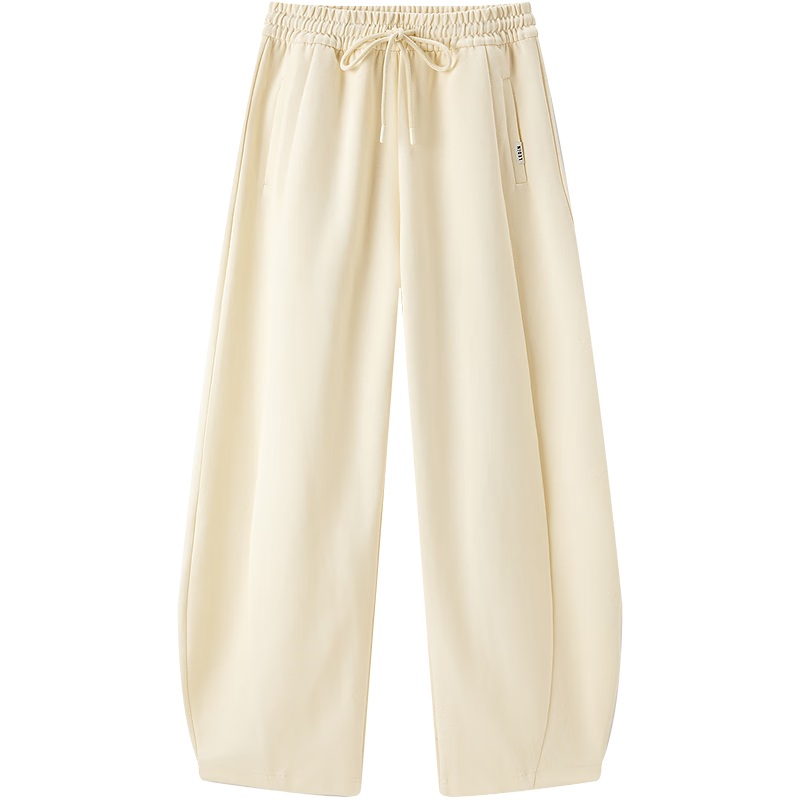 乐町双面针织香蕉裤24年春季宽松舒适显瘦休闲裤百搭垂感阔腿裤子 米白(现货) L ¥194.1