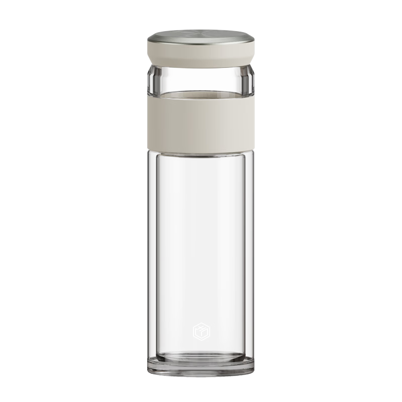 京东京造玻璃杯 全能茶水分离杯 泡茶杯双层泡茶分离杯子男士月光银330ml ¥69.9