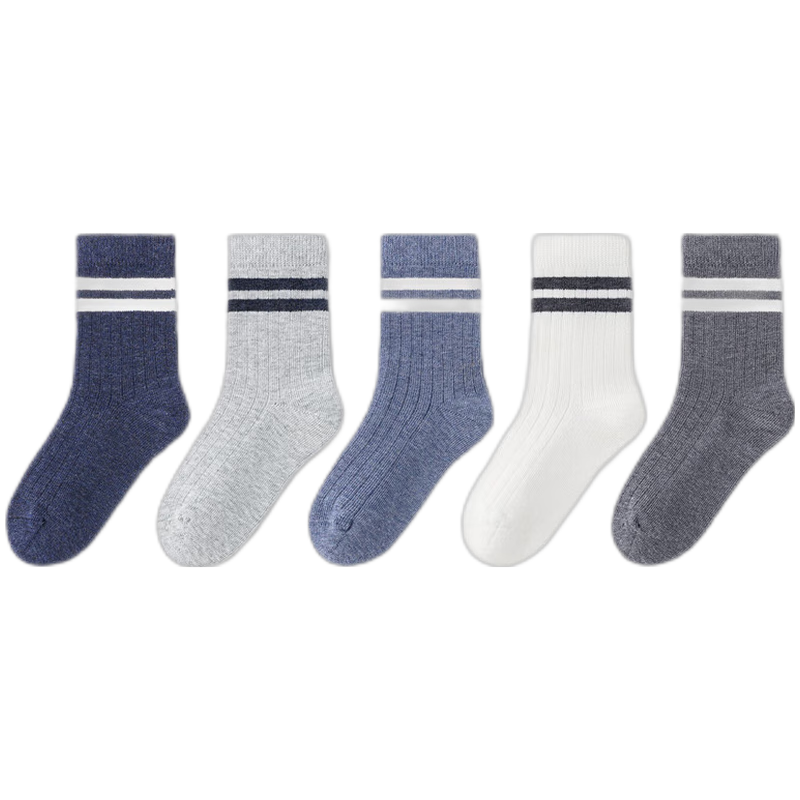 斑比童袜儿童袜子男孩精梳棉春秋款中大童秋冬季无骨中筒袜 BB22512 春秋款儿童中筒袜 5双 2XL 【20-22】(9-11岁脚码33-37) ¥31.9