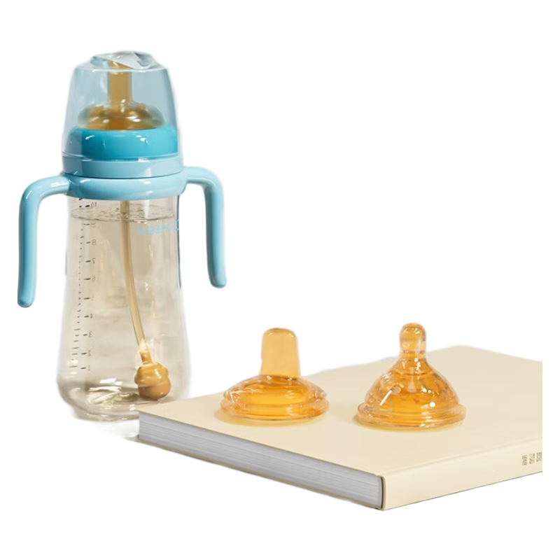 英氏(YEEHOO)婴儿奶瓶宝宝学饮杯儿童水杯婴儿喝水重力球PPSU奶瓶婴儿带手柄杯 天蓝色配三头两重力球 300ml ¥59.99
