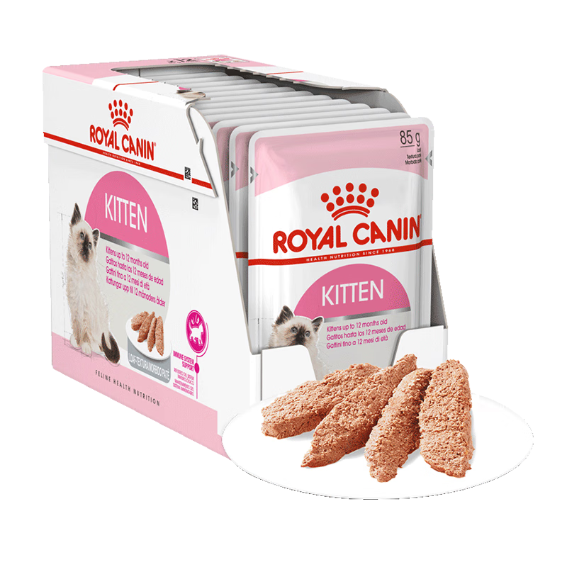皇家（ROYAL CANIN）猫粮 幼猫湿粮 软包猫罐头KLP 通用粮 4-12月 慕斯肉泥 85G*12 ￥125