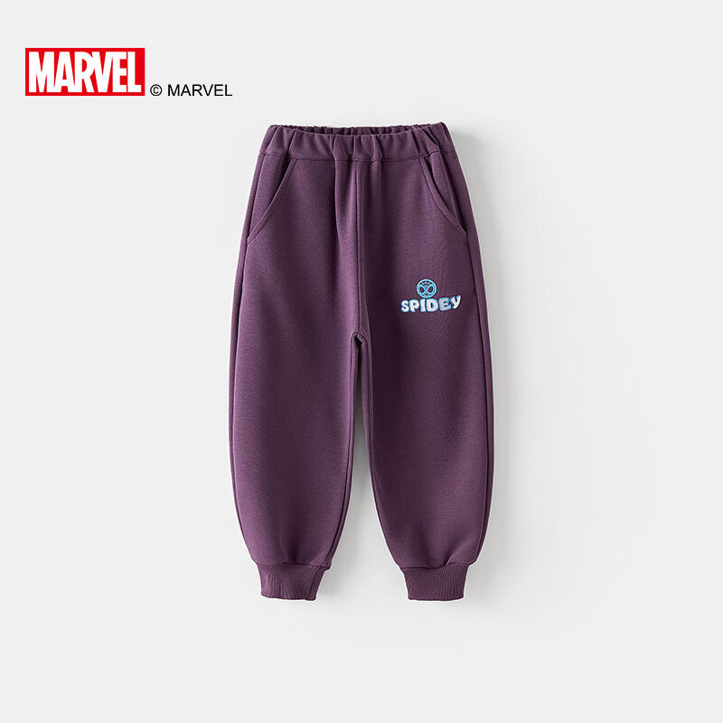 MARVEL 漫威 品牌2024秋款童装蜘蛛侠弹力松紧百搭运动束脚长裤 紫色 150cm 25.75元(需买4件,需用券)
