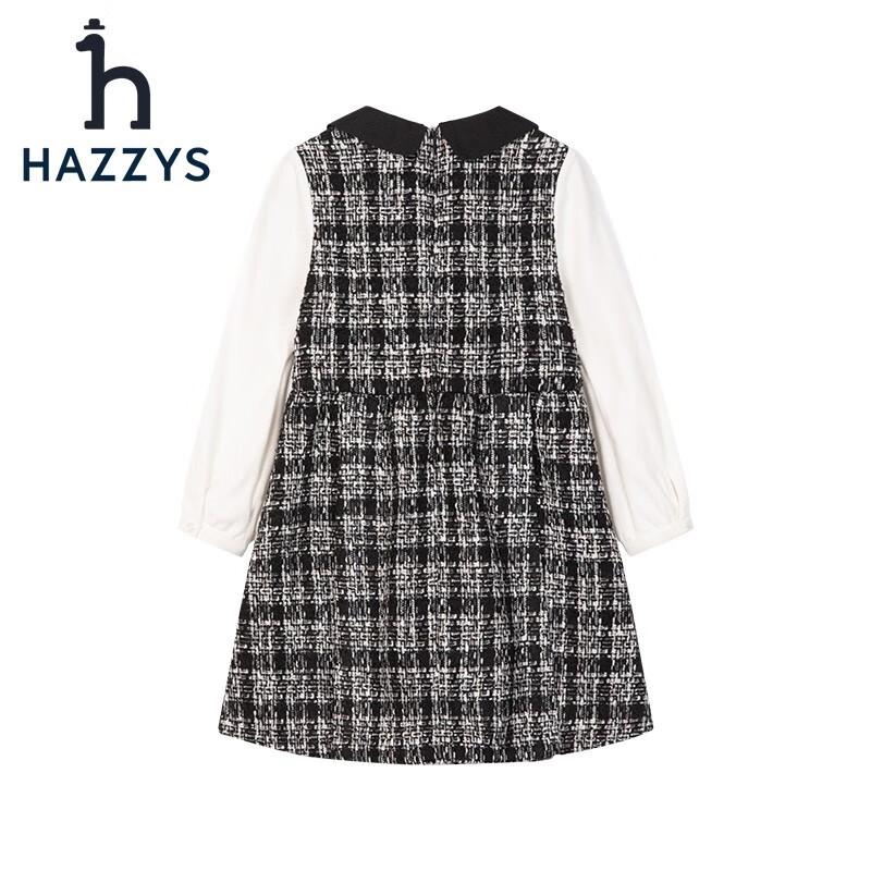 HAZZYS 哈吉斯 品牌童装女童连衣裙冬新款干练翻领小香风长袖裙 格 130 券后499元