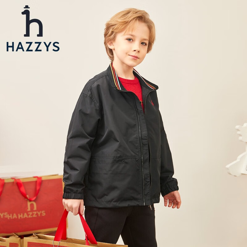 HAZZYS 哈吉斯 男童立领夹克外套 钻石黑 券后219.01元